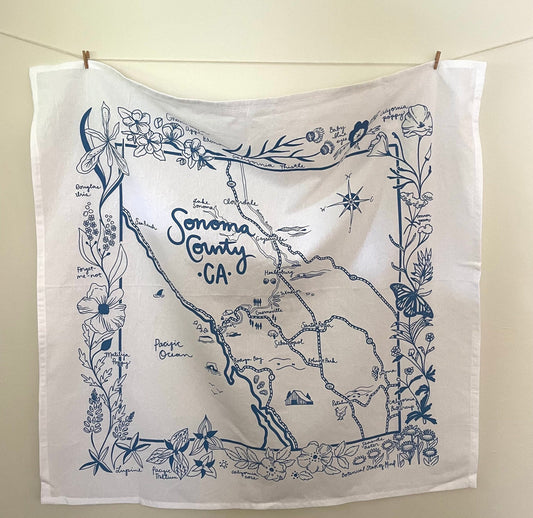 Sonoma County Map Tea Towel