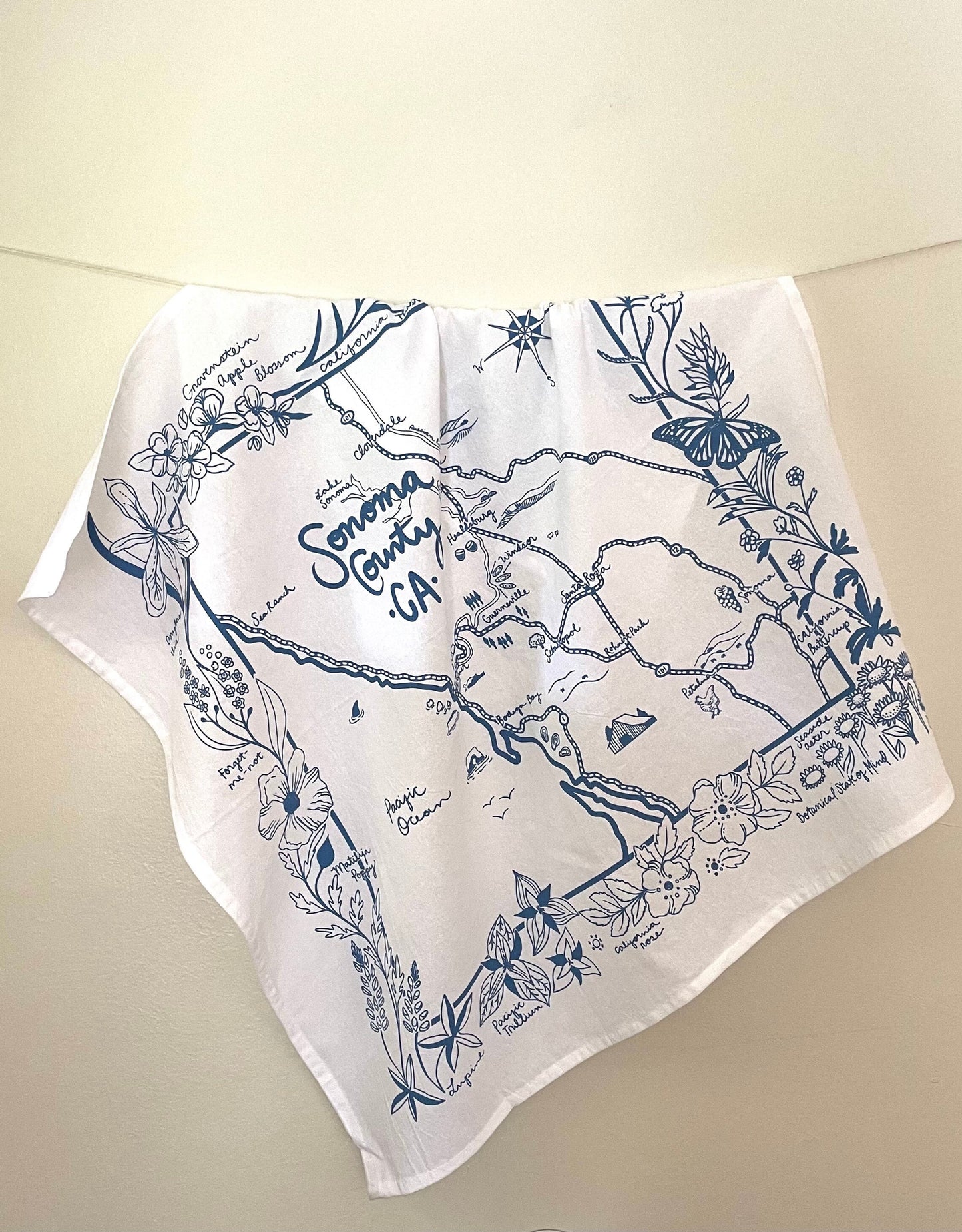 Sonoma County Map Tea Towel