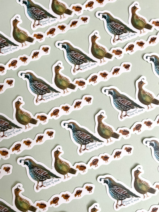 Quail Family Sticker