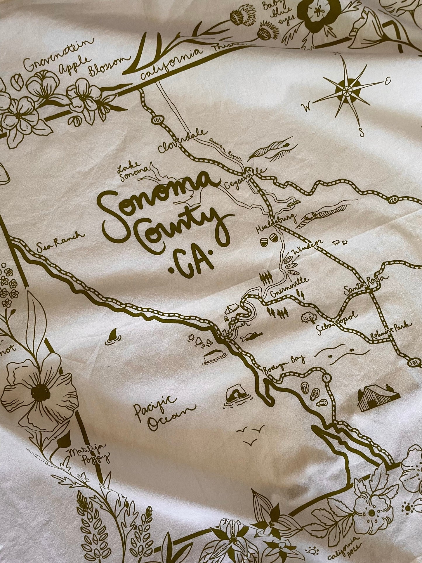 Sonoma County Map Tea Towel