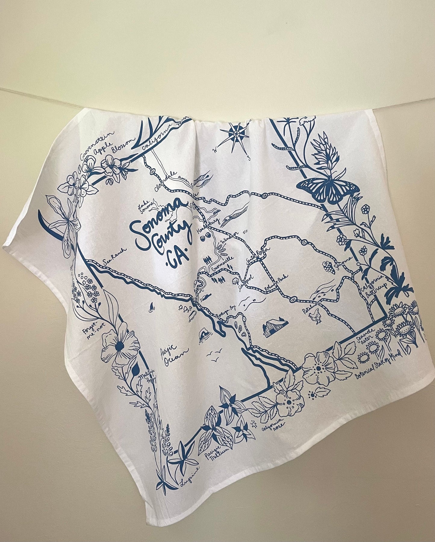 Sonoma County Map Tea Towel