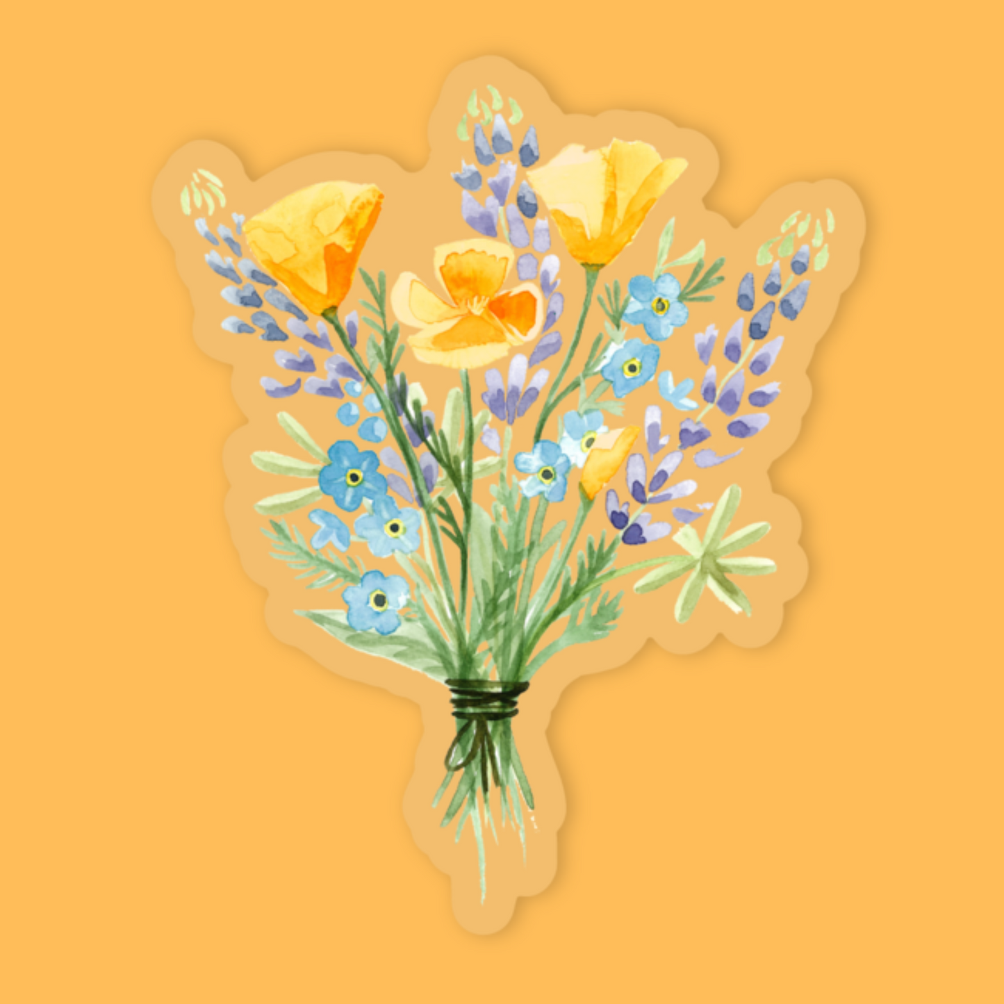Poppy Wildflower Bouquet Sticker